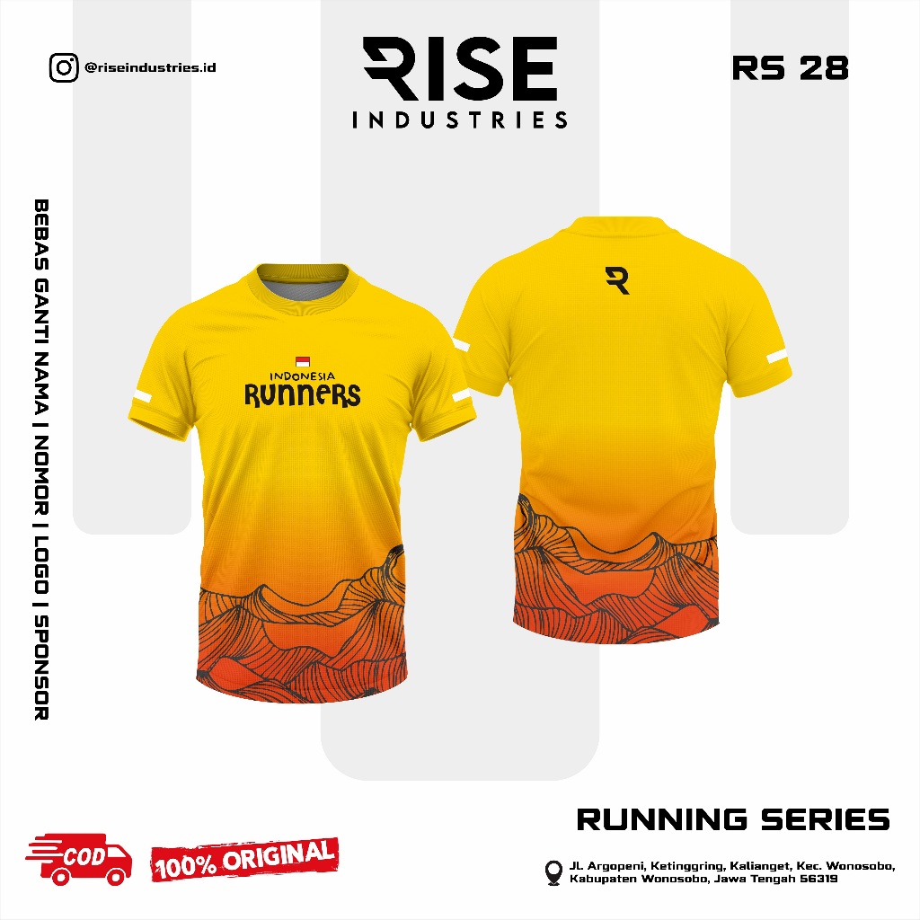 Jersey Baju Running/Olahraga Custom Desain Full Printing Bahan Milano Premium