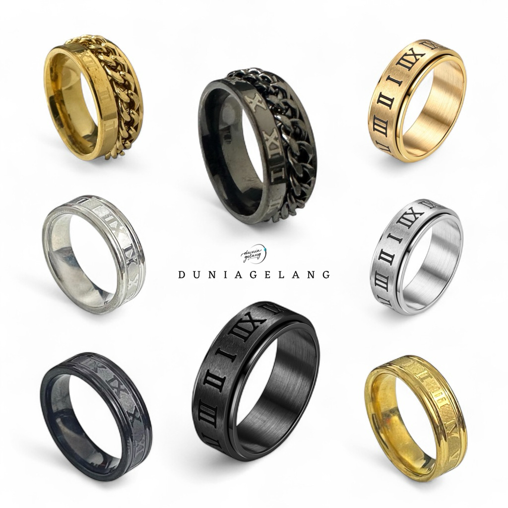 original cincin titanium romawi anti karat anti luntur rantai