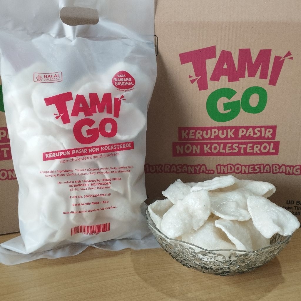 

Kerupuk Pasir Tamigo / Kriaq Kriuq Non Kolesterol 150gr Rasa Bawang Original
