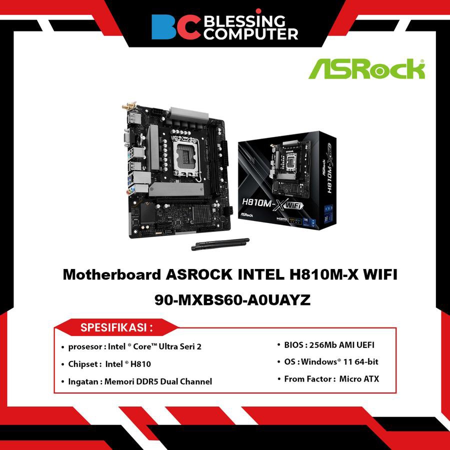 Motherboard ASROCK INTEL H810M-X WIFI 90-MXBS60-A0UAYZ