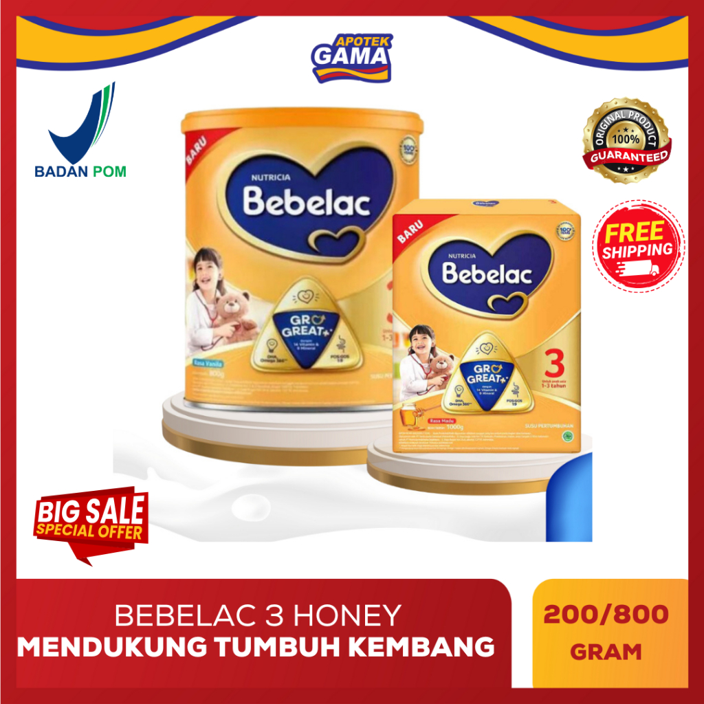 

Bebelac 3 Madu HiQ-EQ 200g/800g - Susu Pertumbuhan Anak Usia 1-3 Tahun | Apotek Gama