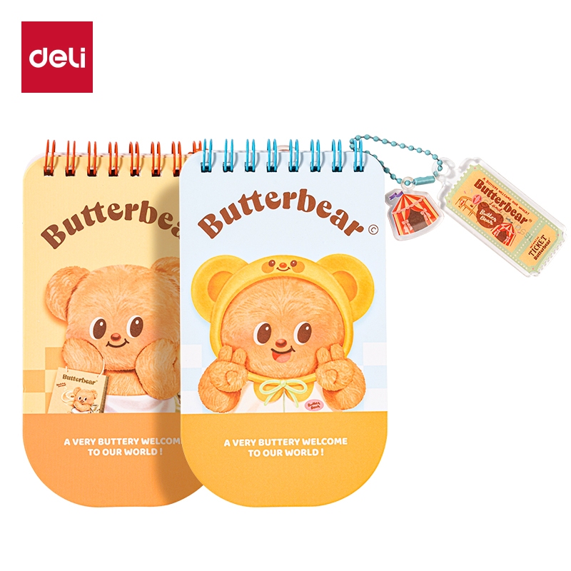 

Deli x Butterbear Spiral Notebook / Buku Tulis Buku Catatan Spiral Mini Pocket Size 48 Lembar HY221