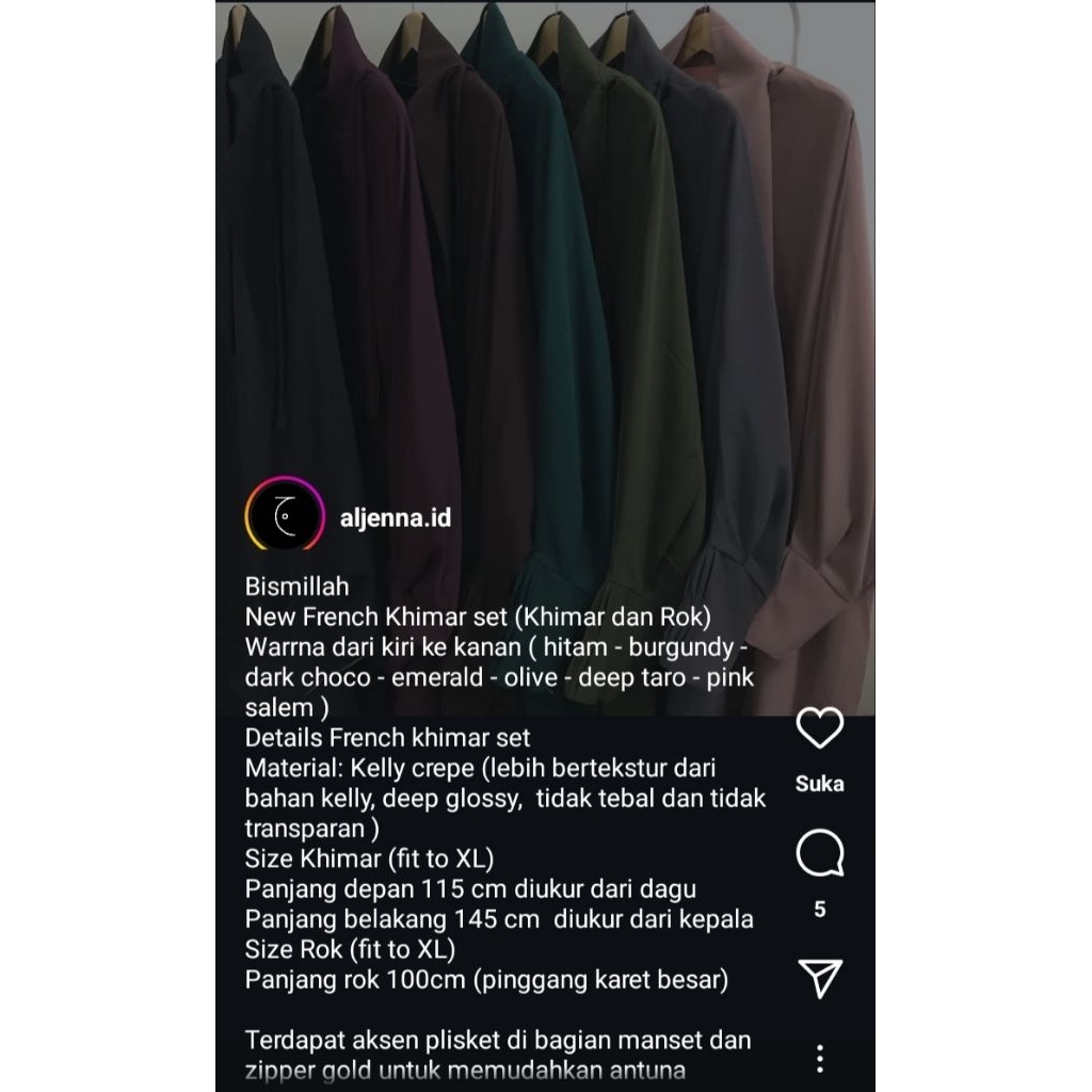 Preloved French Khimar set Aljenna