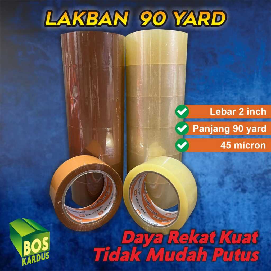 

Lakban Selotip Kardus Murah 48 MM 90 YARD Full Bening Coklat