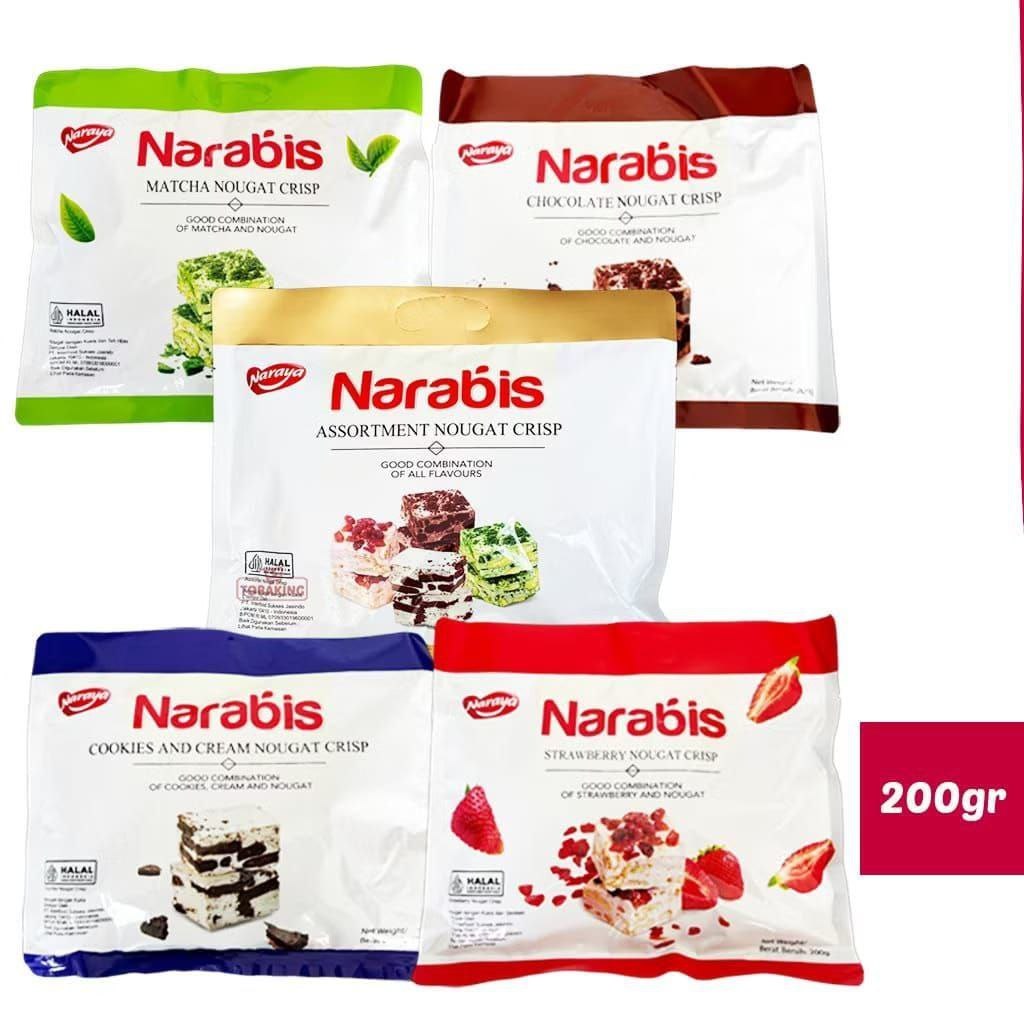 

[300gr] S102 | Naraya NARABIS Chocolate Strawberry Matcha Orange Cookies Cream Assortment Nougat Crisp 200gr JSS