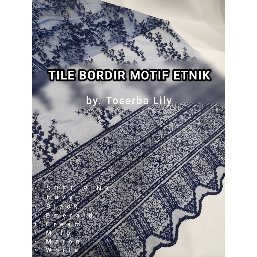 Kain Tile Motif Etnik / Kain Tile Bordir Motif Etnik