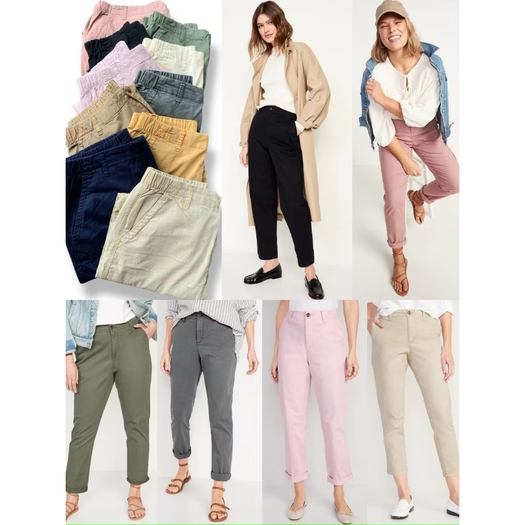 CELANA PANJANG BRANDED GLORIA VANDERBILT celana chino pinggang karet abu abu  waistband trousers GRE