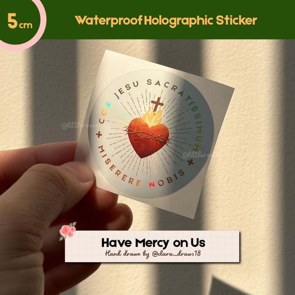 

Stiker Katolik Waterproof - Hati Kudus Yesus | Vinyl Hologram Anti Gores 5cm | Handdrawn Sticker