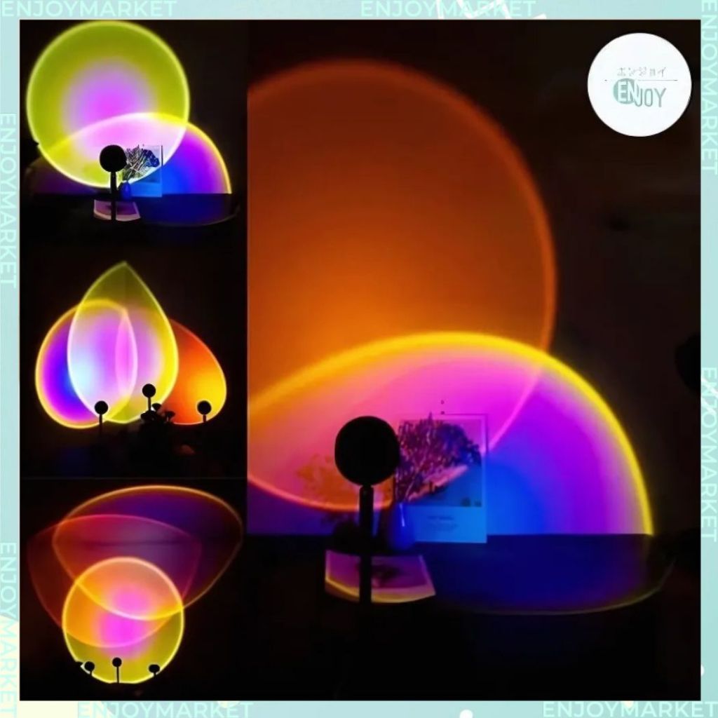 Lampu Tidur Proyektor Led Motif Matahari Terbenam Warna Pelangi Untuk Lantai Ruang Tamu /Kamar Tidur
