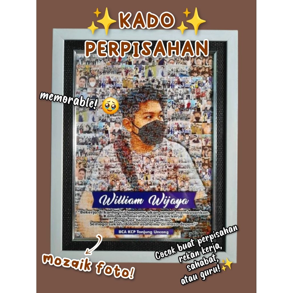 MOZAIK FOTO KADO PERPISAHAN DENGAN BINGKAI UKURAN BESAR