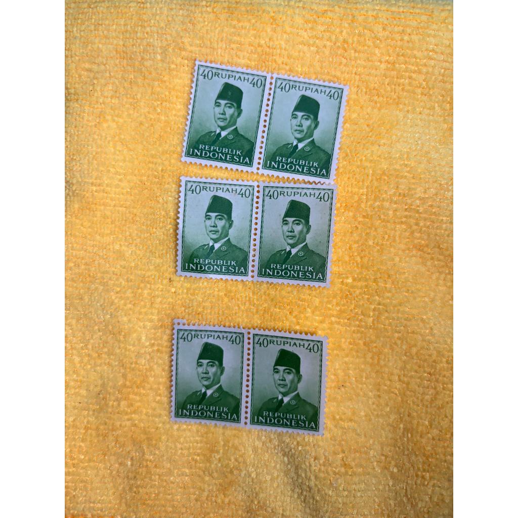 perangko 40 rupiah gambar soekarno gandeng