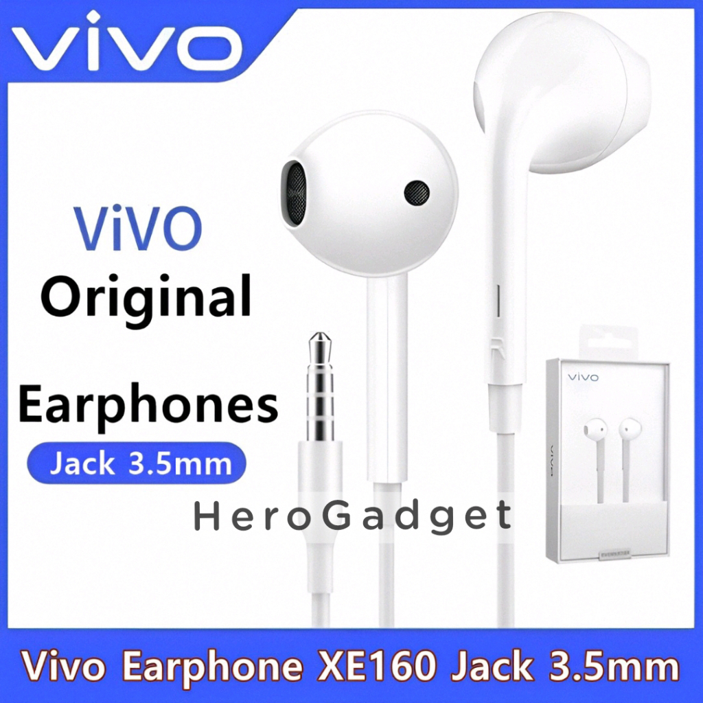 Headset Vivo Original Full Bass Bawaan Hp Earphone Kabel Y100