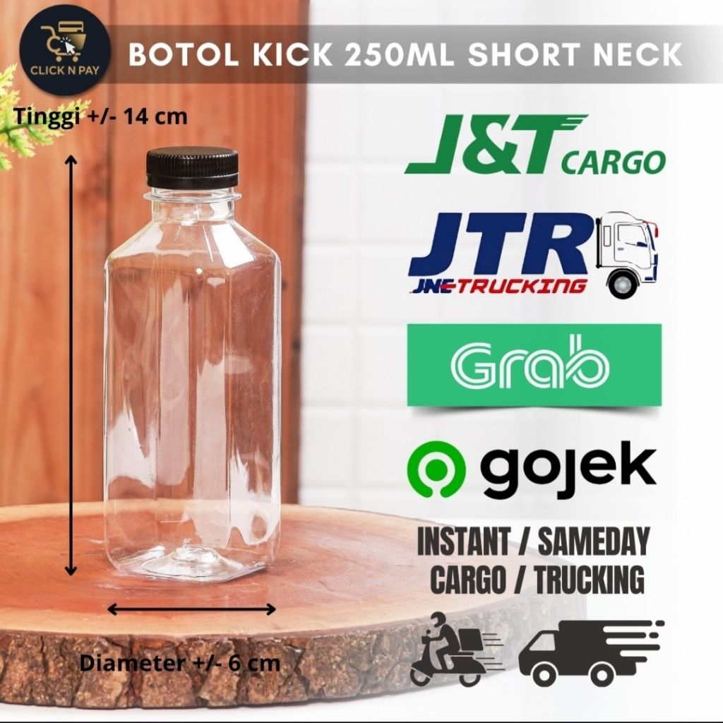 INSTANT SAMEDAY Botol Kick 250ml Short Neck/ Botol Jus/ Botol Liang Teh EKONOMIS