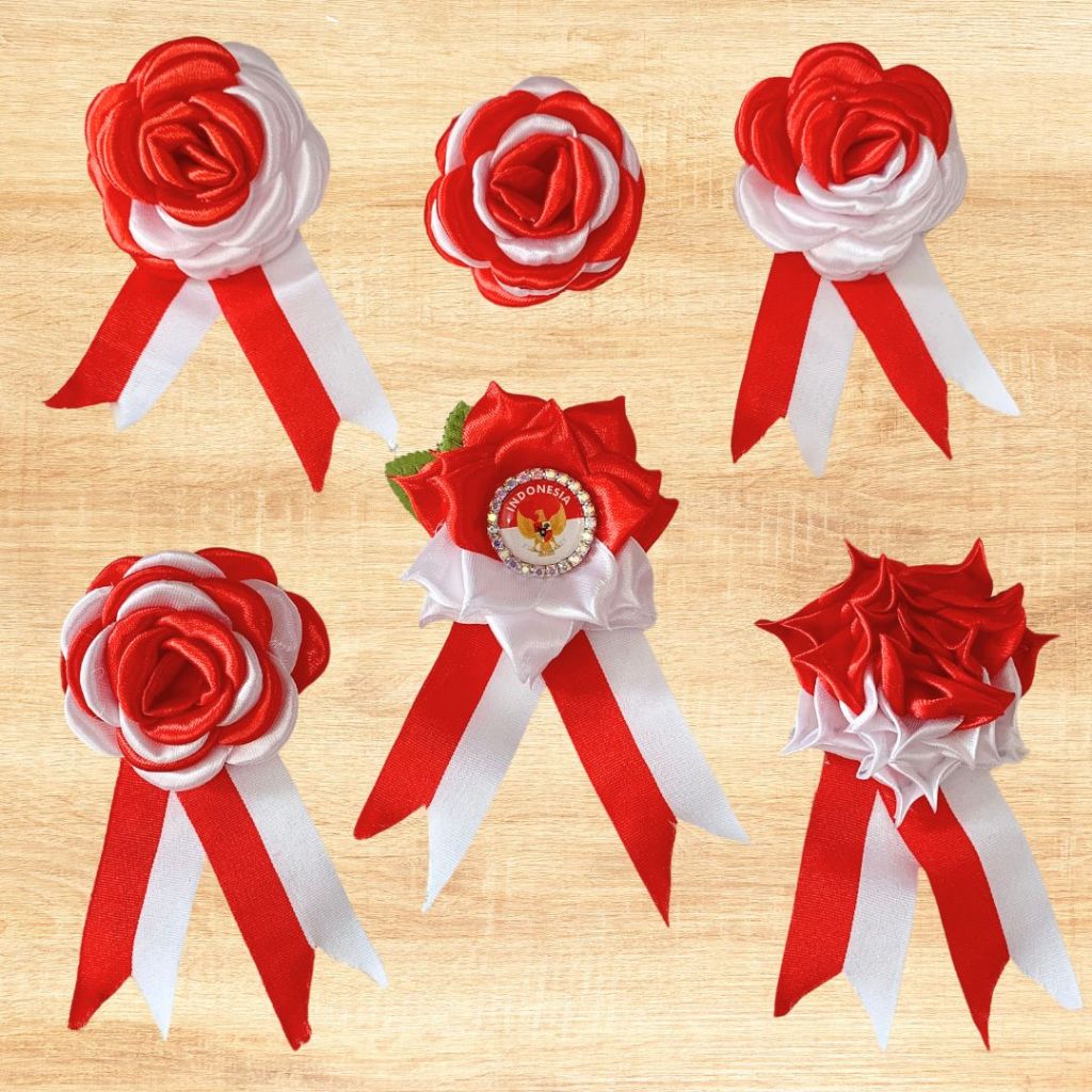 GROSIR Bros Pita Peniti Premium Bendera Merah Putih Handmade - Bross Gardenia Aksesoris Baju Hijab