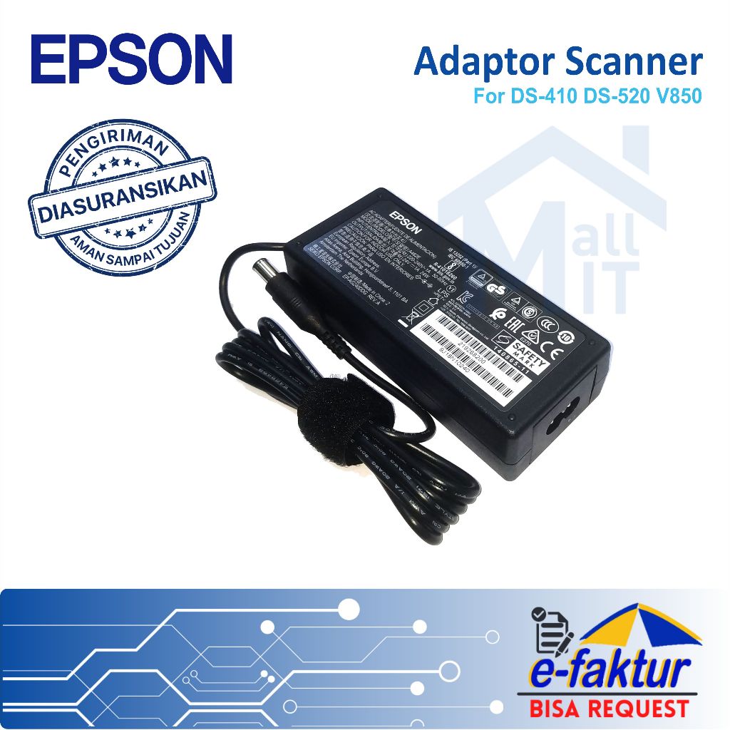 MALLIT EPSON AC Adaptor  DS410 DS-410 DS520 DS-520 PERFECTION V850 TMU220 TMT82 PM235 PM245 PM310