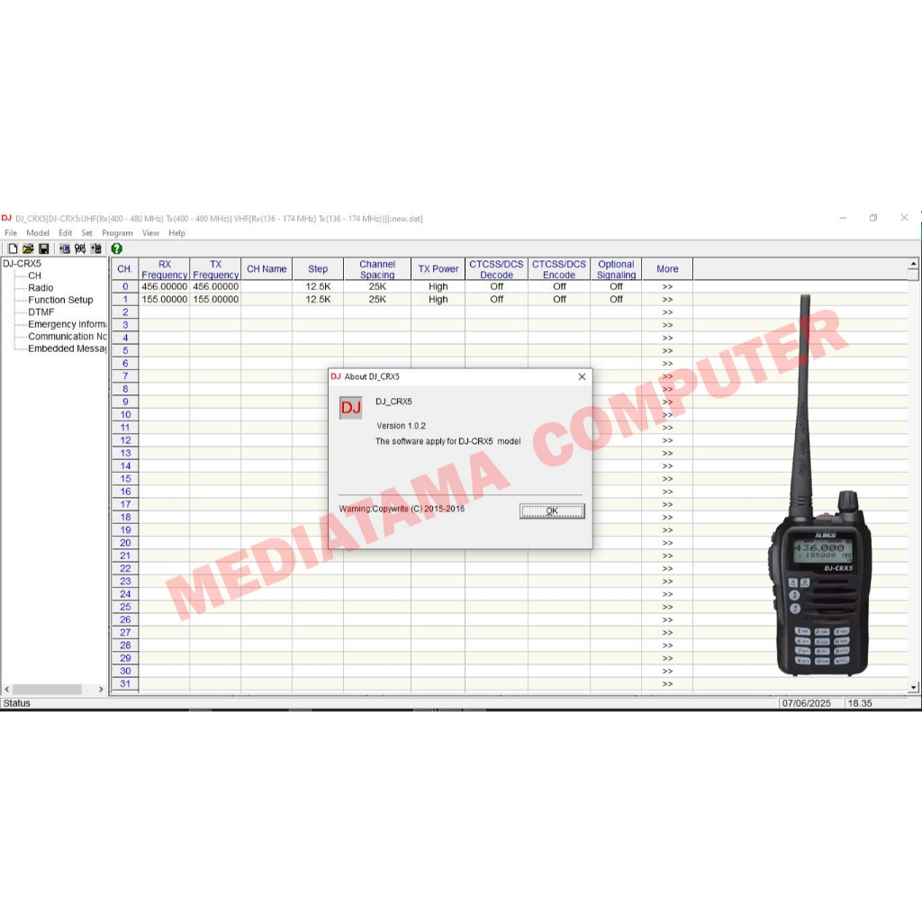 Jual ALINCO DJ-CRX5 DJ-CRX4 DJ-CRX3 DJ-CRX1 Software Programming