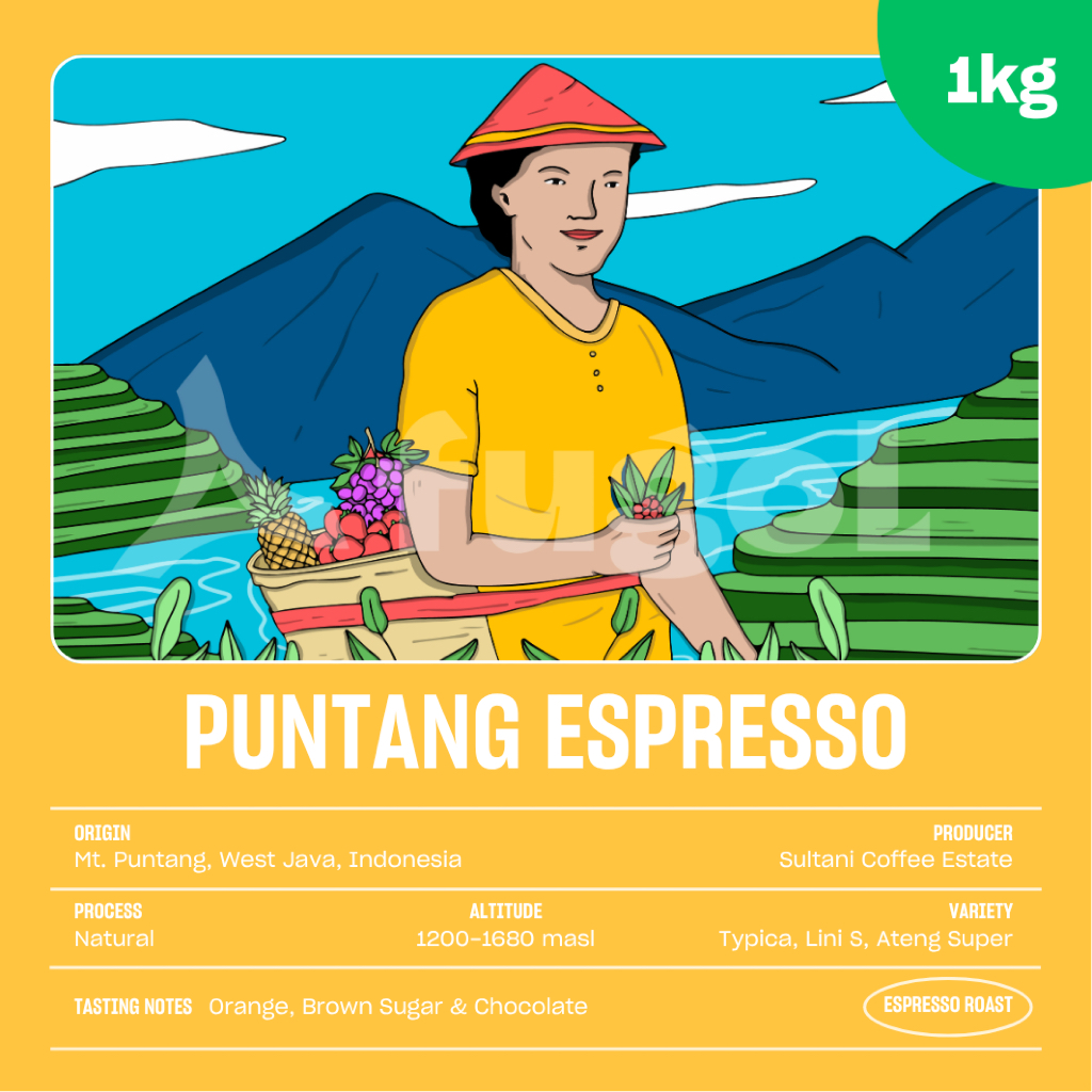 

Kopi Arabica Espresso Puntang Natural (1KG) - Specialty Coffee - Blend For Espresso