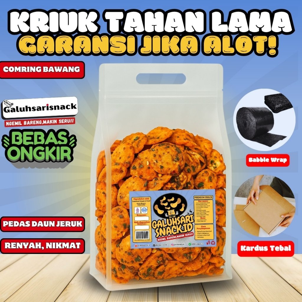 

Comring Daun Bawang Rasa Pedas Gurih Daun Jeruk Renyah Nikmat Cemilan Kiloan Khas Ciamis Viral