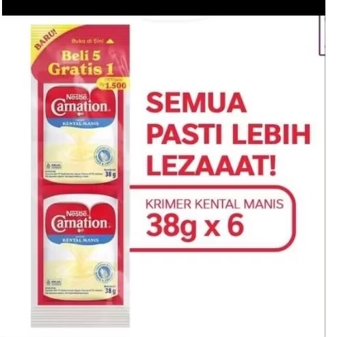 

Nestle Carnation Kental Manis Sachet 38gr (5+1)