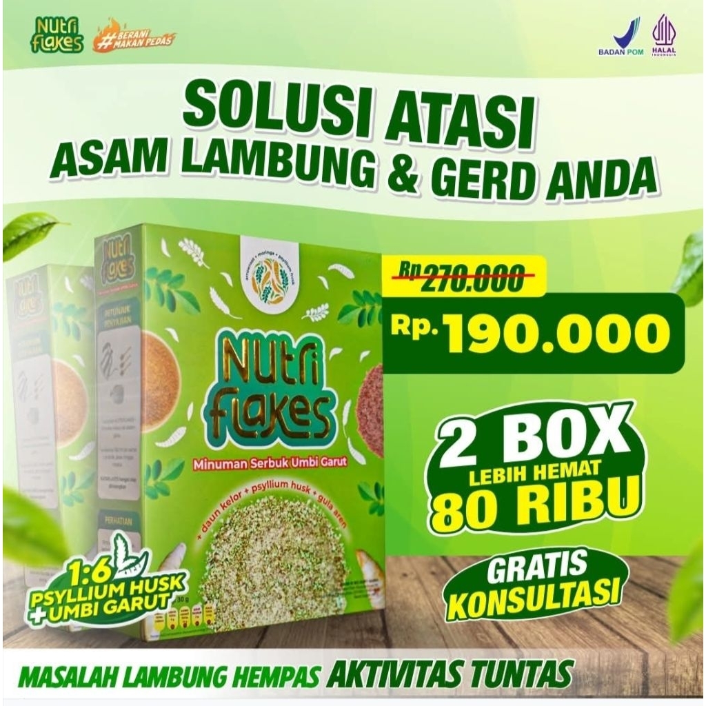 

Sereal Nutriflakes - Paket 2 Box Nutriflakes - Bantu Permasalahan Asam Lambung Bisa Cod berat 280 gram