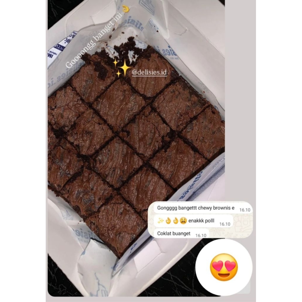 

Delisies.id Chewy Dark Choco Brownies / Fudgy Brownies / Brownies Premium Full Butter