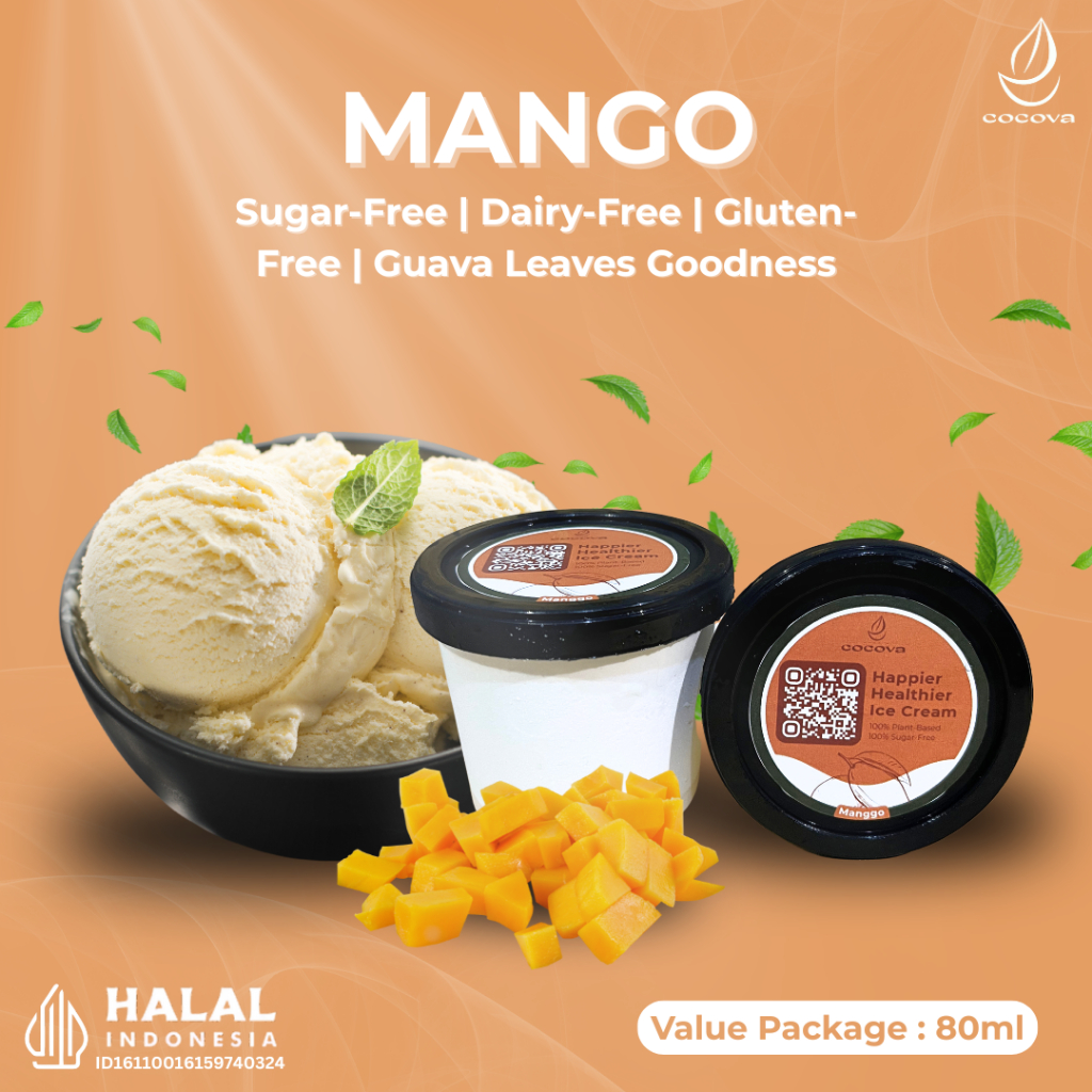 

[COCOVA] Herbal Ice Cream - Mango - Value 80 ml┃Sugar-Free, Dairy-Free, Guava Leaf Extract