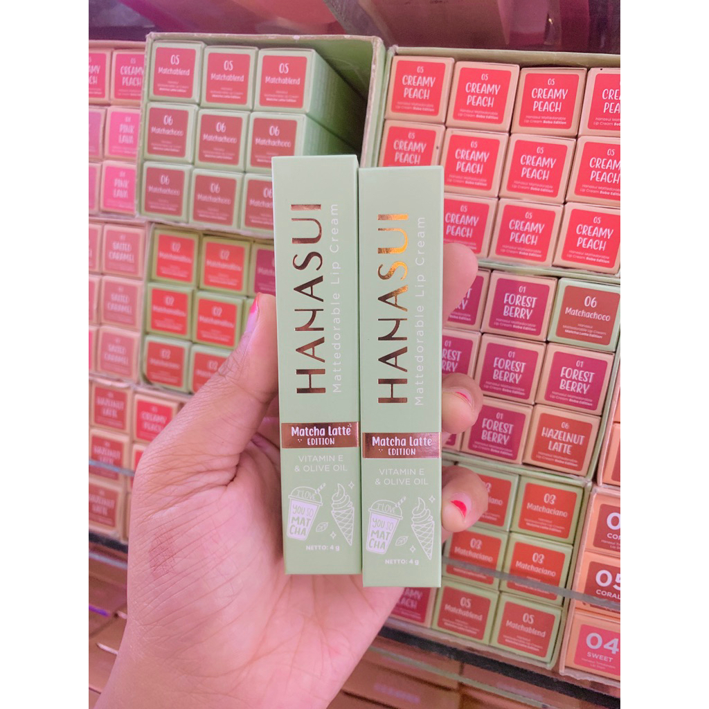 (Grosir)12pcs Hanasui Lipcream Matcha Edition - Mix Warna