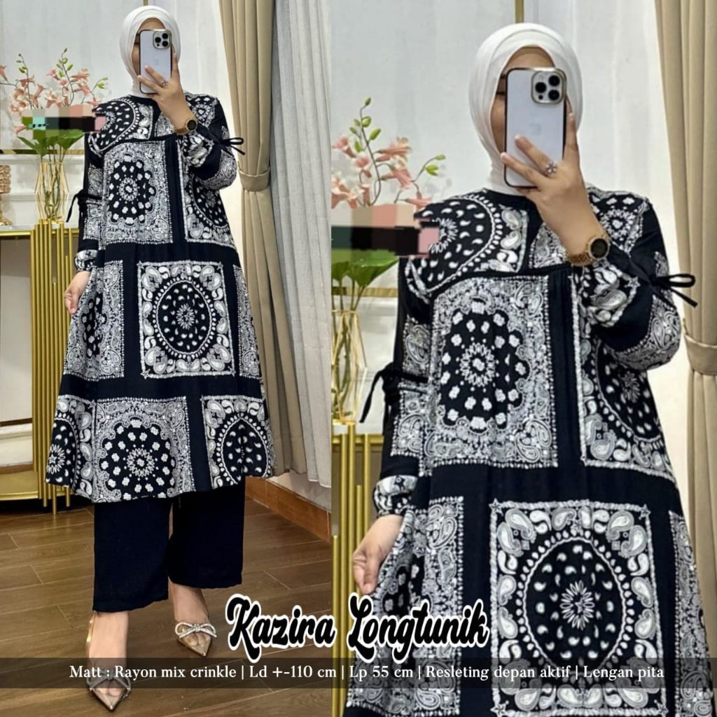 SETELAN TUNIK AULIA ADELIA YULIA AZAHRA NABILA KAZIRA HANIYA AFIFAH CRINKLE MIX RAYON STANDAR TERLAR