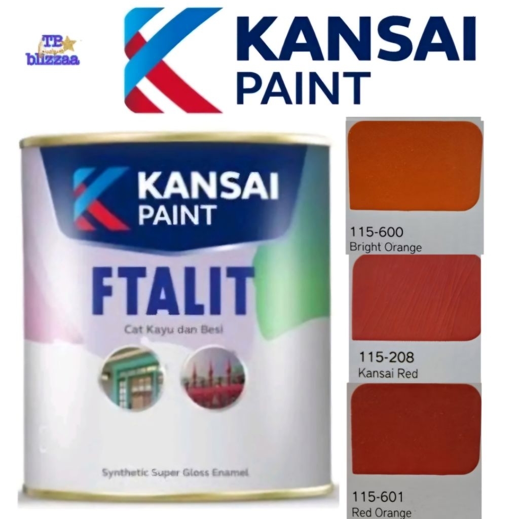 Ftalit Bright Orange 600 Ftalit Red Orange 601 Ftalit Kansai Red 208 Cat Kayu Besi Ftalit Kansai 1kg