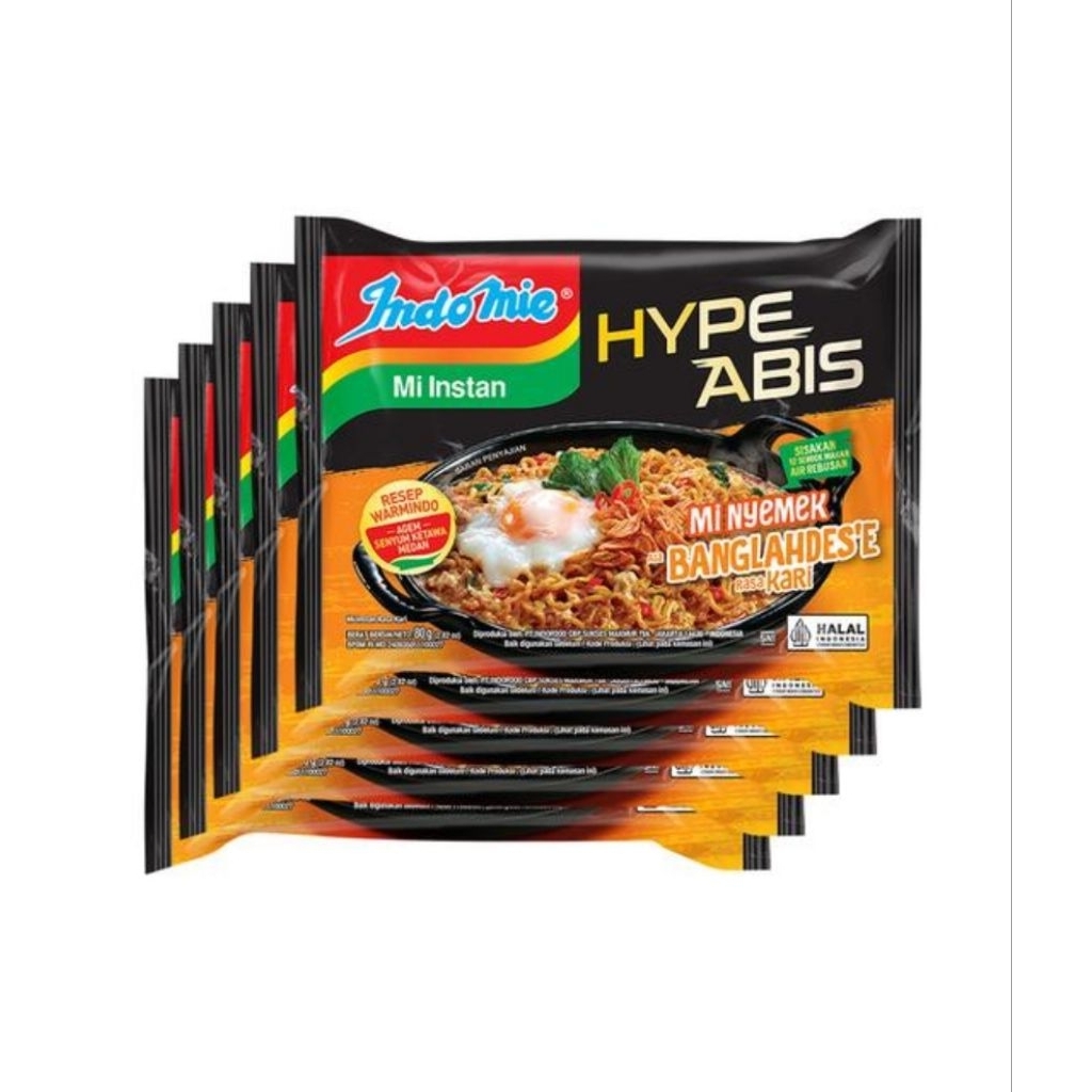 

Paket 5 Pcs - Indomie HypeAbis Mie Nyemek Banglahdes'e Rasa Kari isi 80 Gram