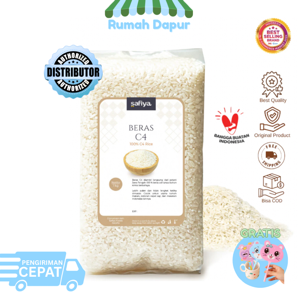Safiya Beras Organik C4 1 Kg Super Putih Pulen