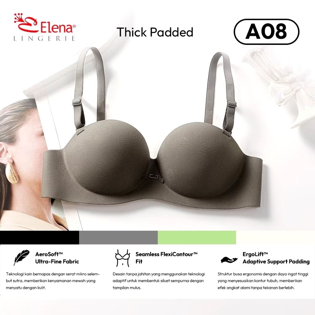 Elena x FAN MEI Bra BH Busa Tebal Tanpa Kawat Cup B Medium E 29A08 - 34B - 38B - Bra Half Cup Lembut
