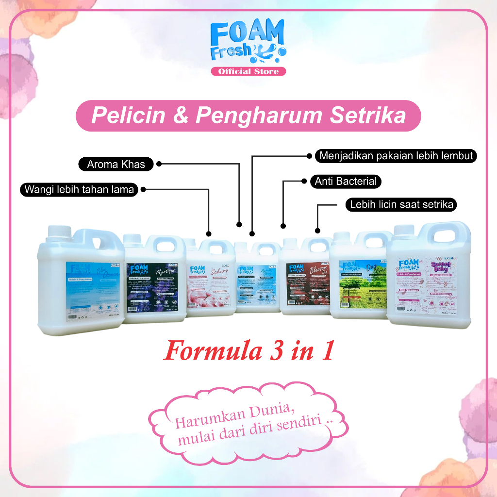 Pewangi Setrika Laundry Pelicin setrika dan pewangi pakaian tahan lama isi 1 Liter