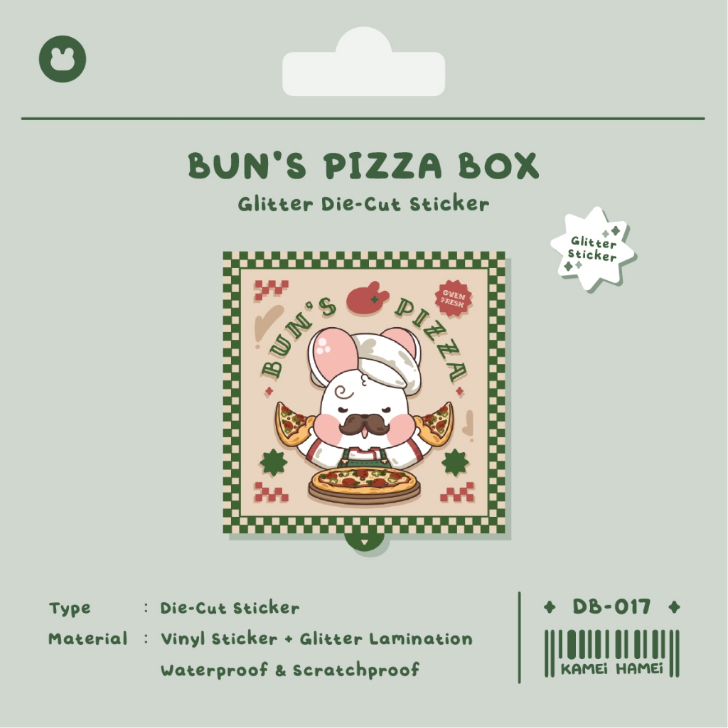 

DB-017 Bun's Pizza Box | Kamei Hamei Die-Cut Sticker