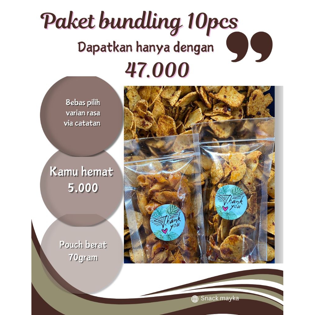 

Paket Bundling pouch 10pcs Tulis pilihan Rasa Di catatan - Snack mayka