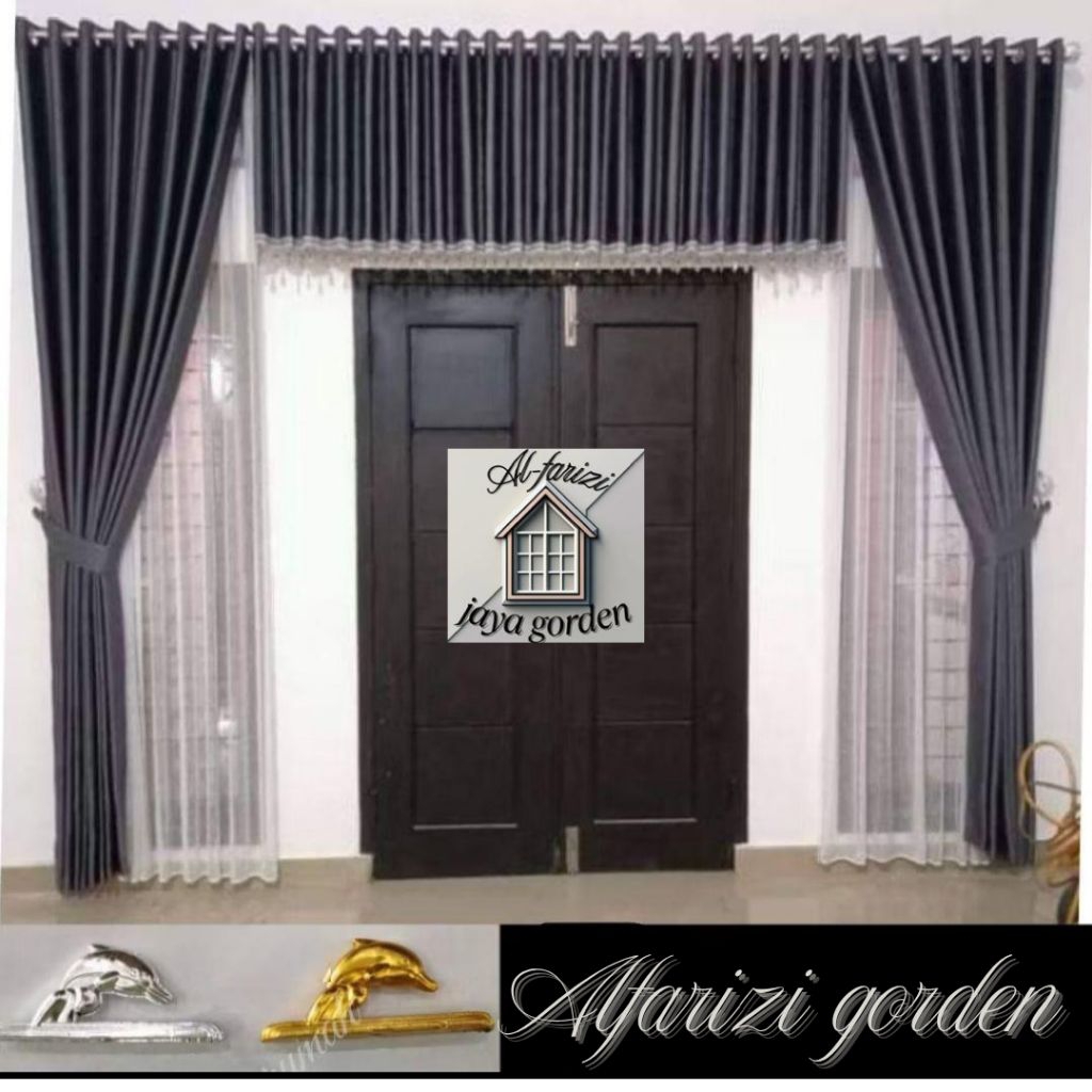 Tirai pintu jendela gorden 1 set + poni