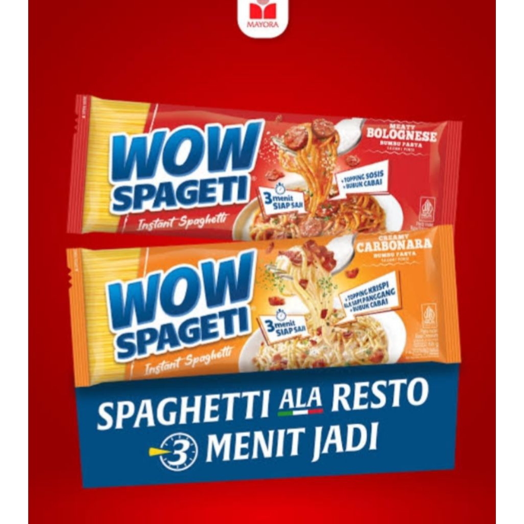 

[Isi 3] Wow Spageti Aglio Olio/Carbonara/Bolognese/Mi Wow Spaghetti/Mie Wow Spageti Instan