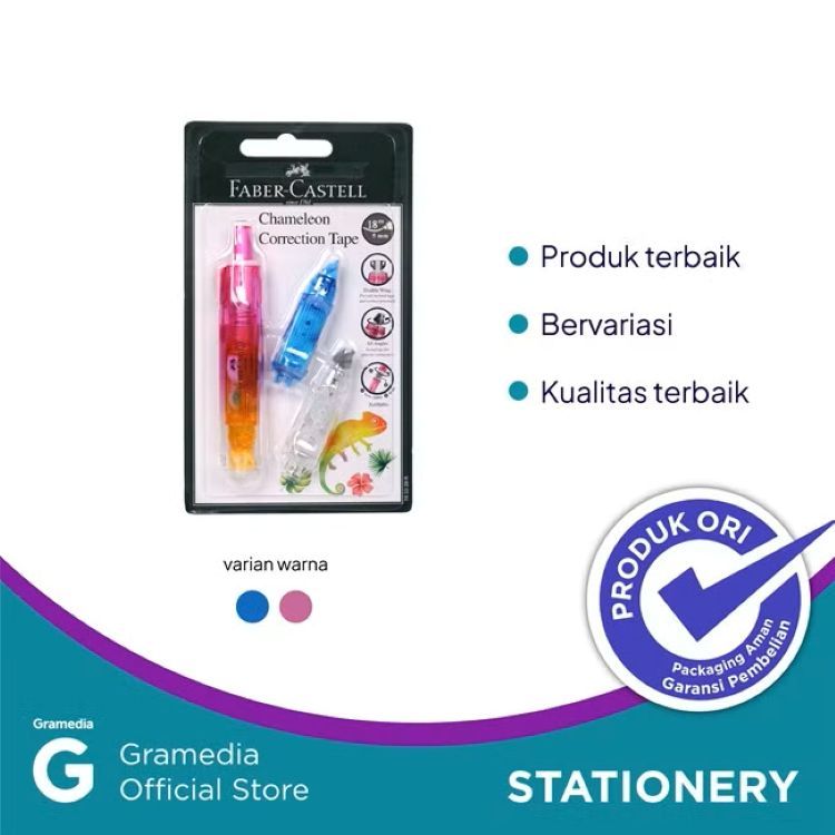 

Gramedia - FABER CORRECTION TAPE CHAMELEON+2REFILL BARREL PINK 163328R