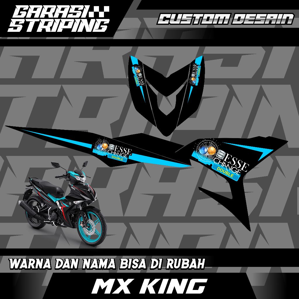 STRIPING CUSTOM VARIASI TRANSPARAN MX KING  STICKER VARIASI MOTIF TERBARU KEREN MERAH HITAM
