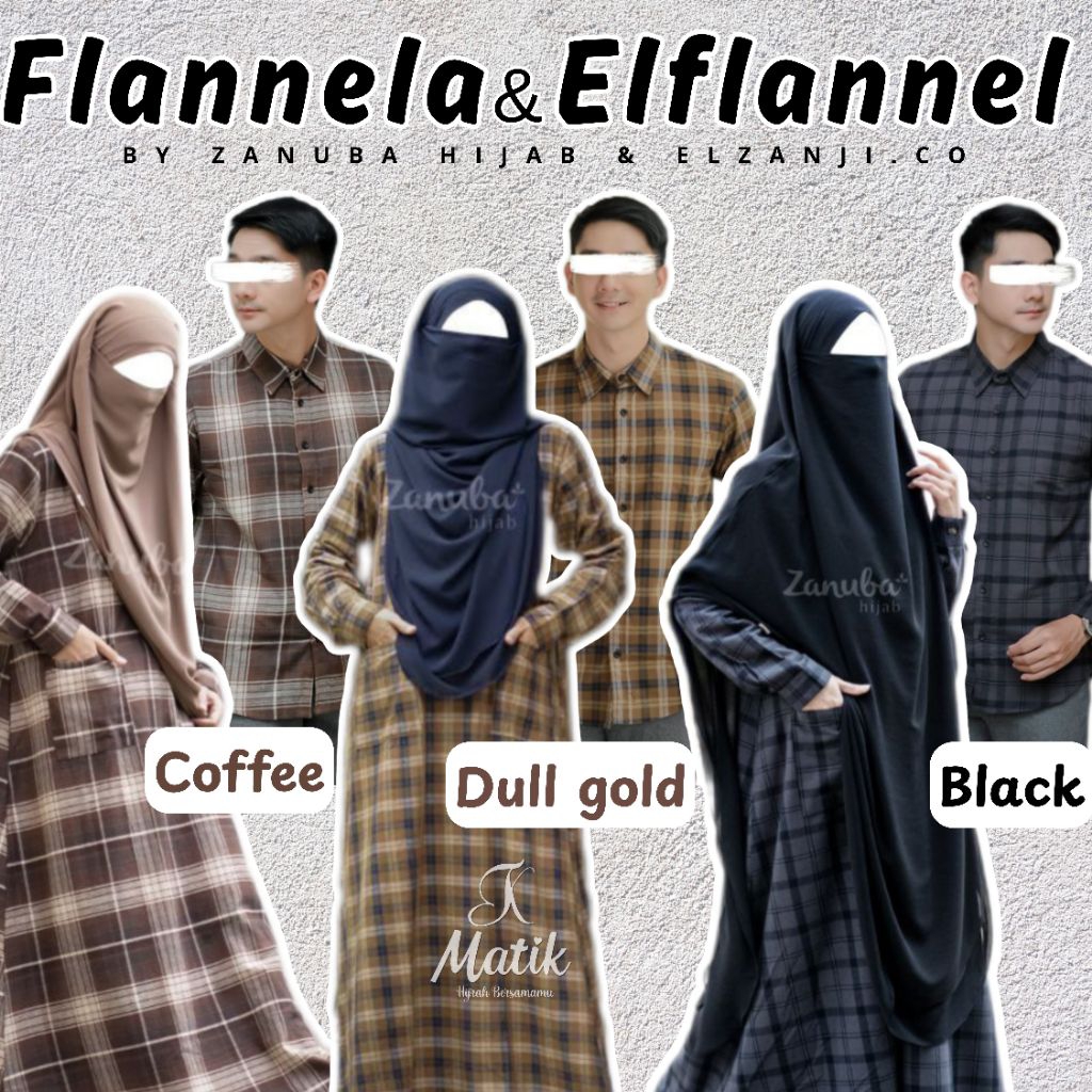 Flannela Dress Zanuba Hijab | Kemeja Elflannel Elzanji.co | gamis kotak-kotak | gamis flannel | gami
