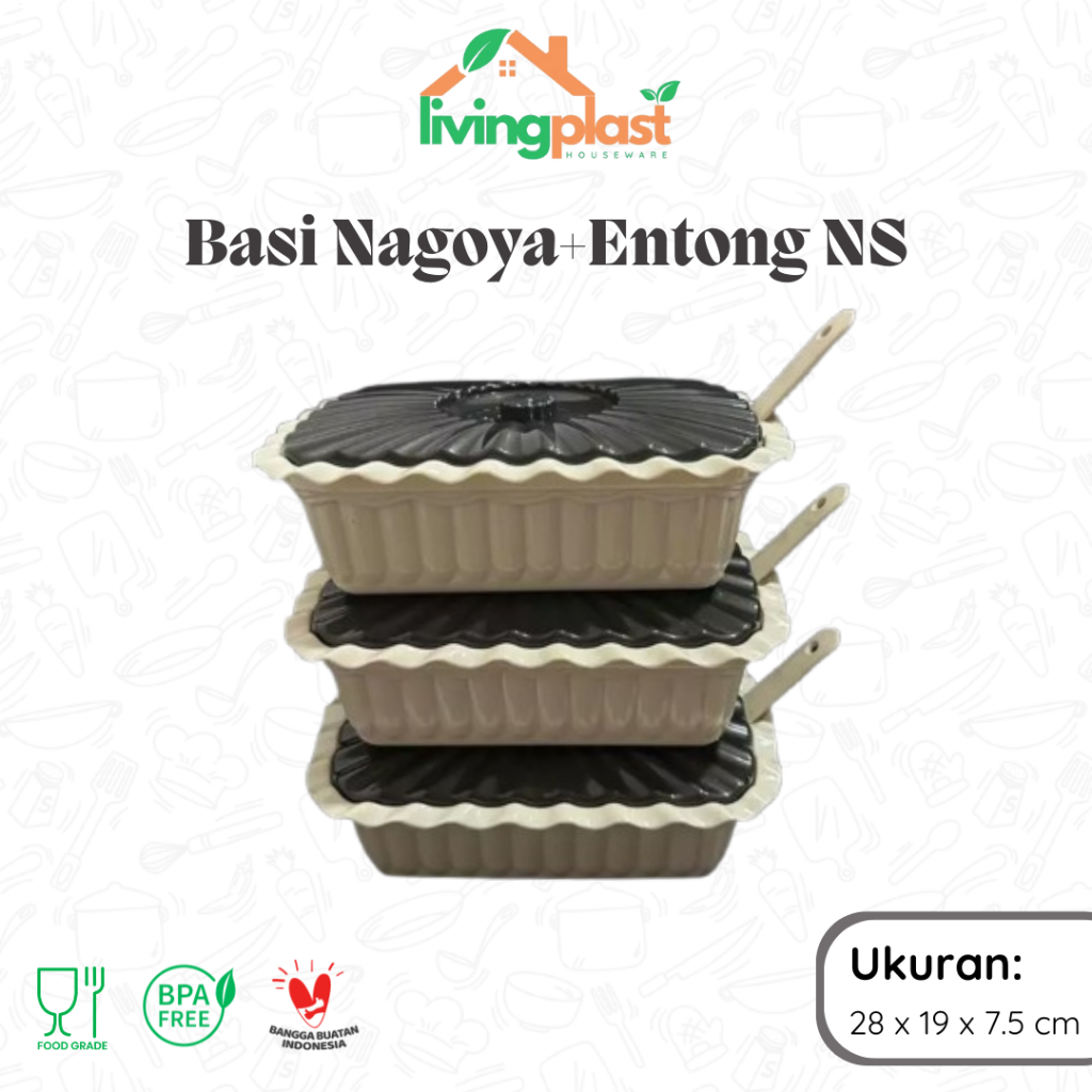 Basi Nagoya + Entong NS / Wadah Saji / Wadah Sayur / Basi Labu Segi / Tempat Sayur Plastik