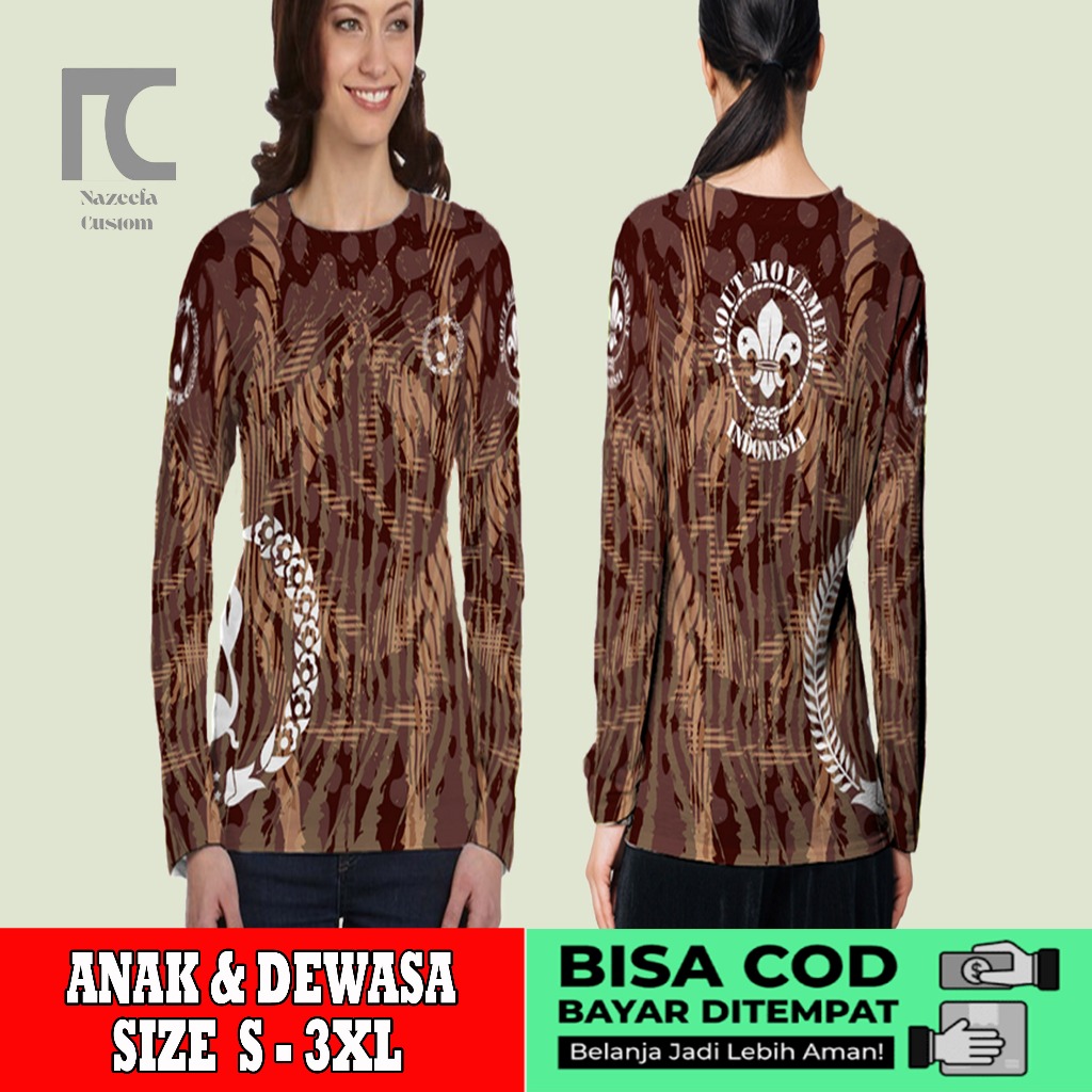 kaos pramuka lengan panjang | Kaos Baju Wanita Pramuka Pembina Lengan Panjang Fullprint art 03