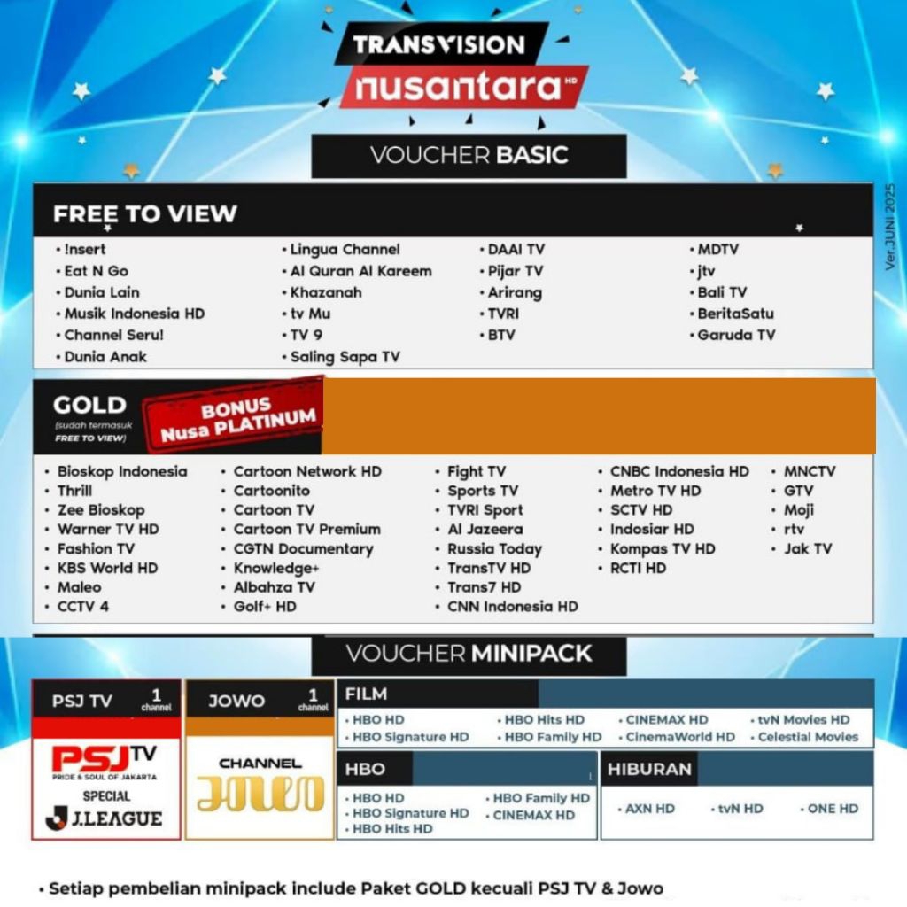 Paket Mini Pack Film Hbo Hiburan Jowo PSJ TV Transvision Nusantara Tanaka