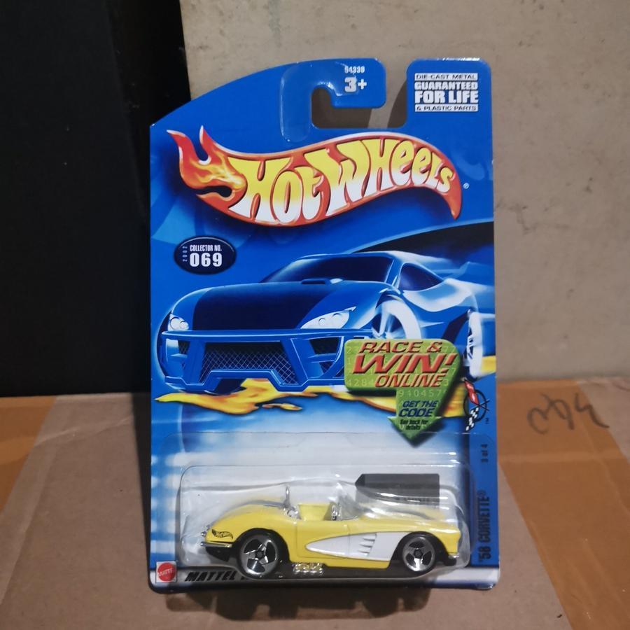 hot wheels 58 corvette kuning Yellow 2002 Collector no 69