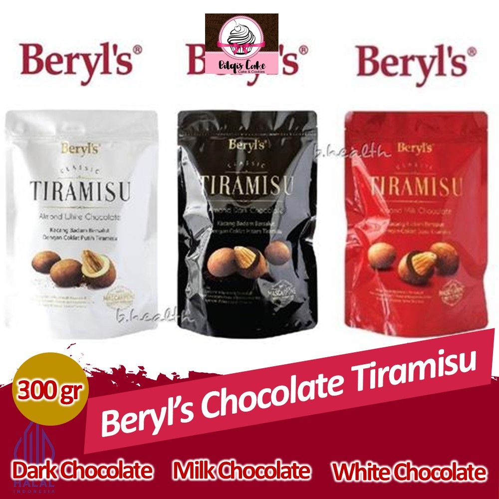 

Chocolate Beryl's Tiramisu Almond White. Milk and Dark Chocolate