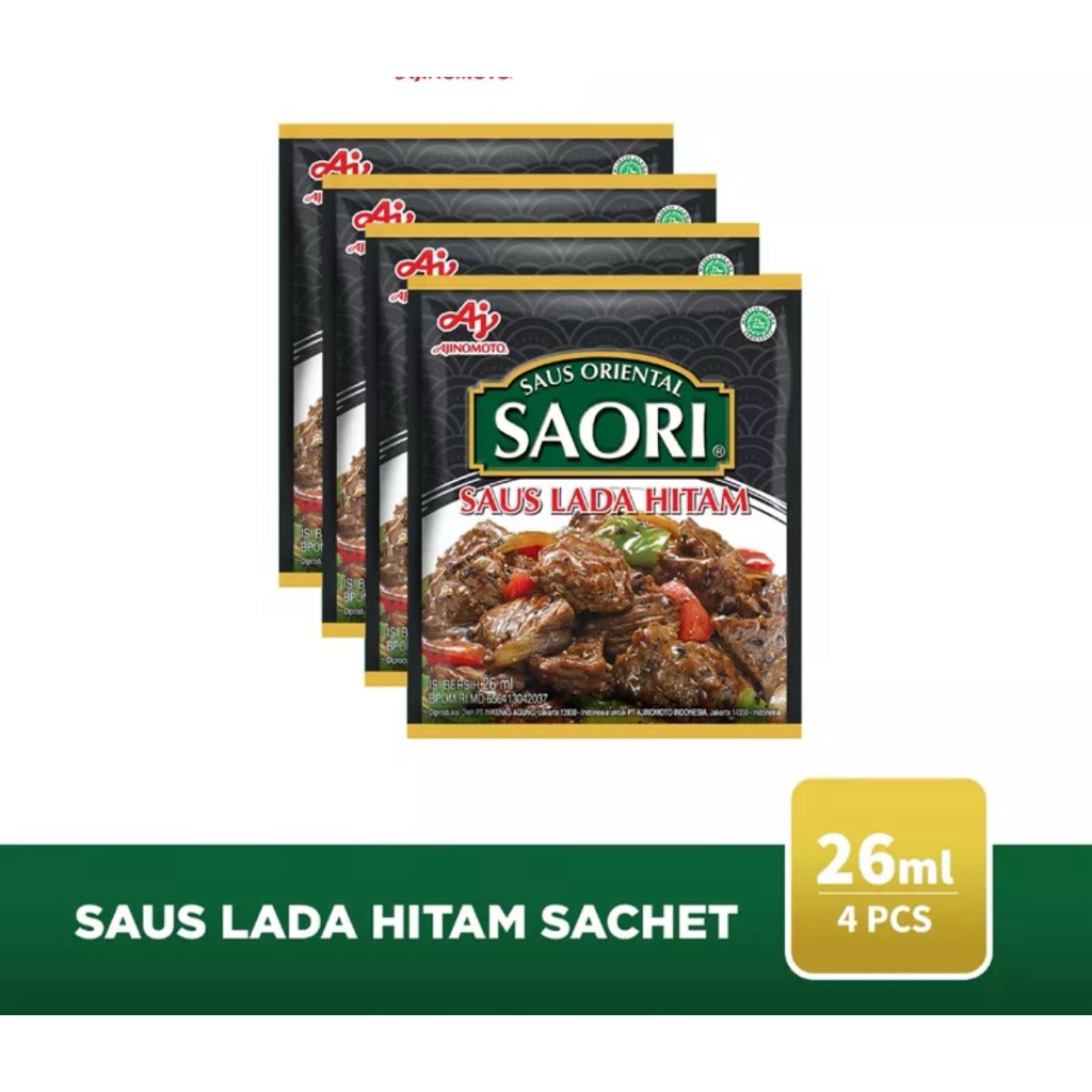 

Saori saus lada hitam 22 ml isi 4 pcs/saus lada hitam sachet