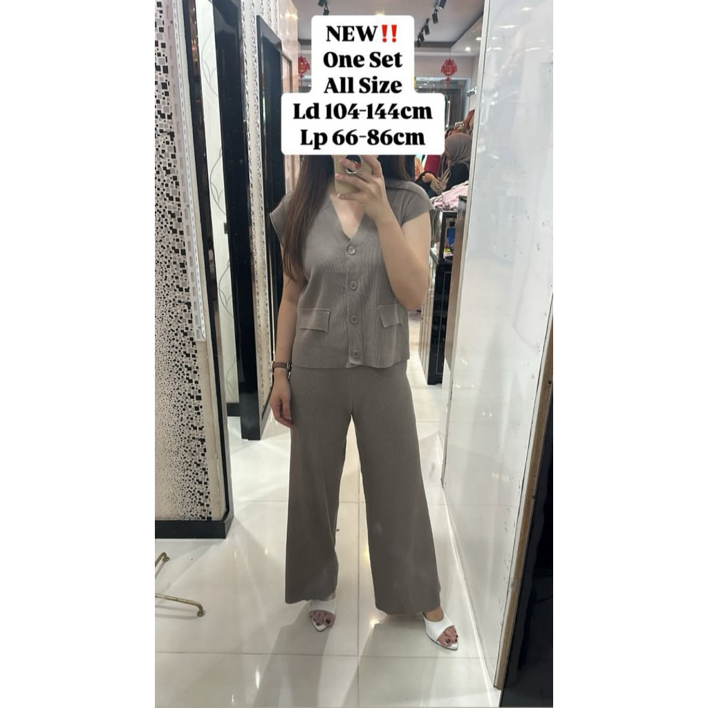 One Set Wanita Rajut // one set wanita rajut celana kulot panjang