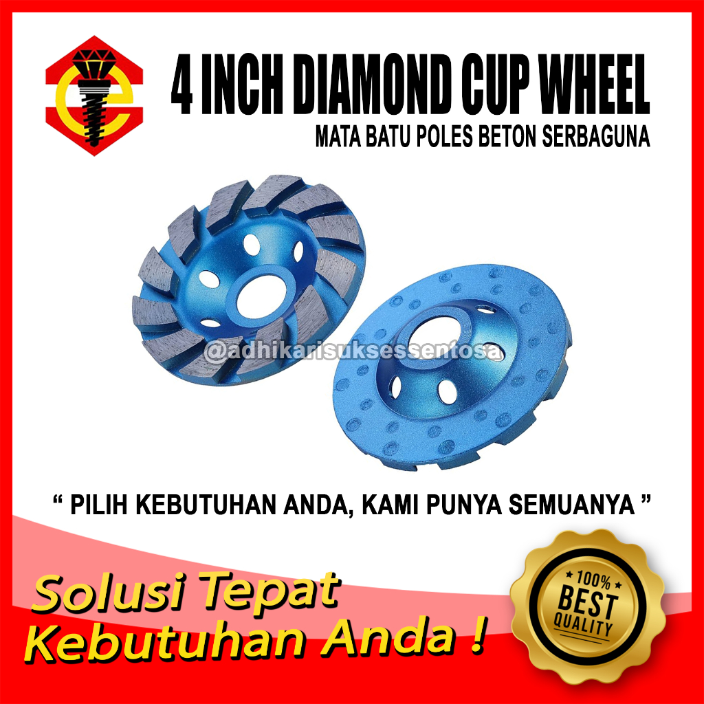 Batu Gurinda POLES BETON TEMBOK 4 inch / Mata Pisau Grinding Gerinda 4" / Diamond Cup Wheel Semen Ba