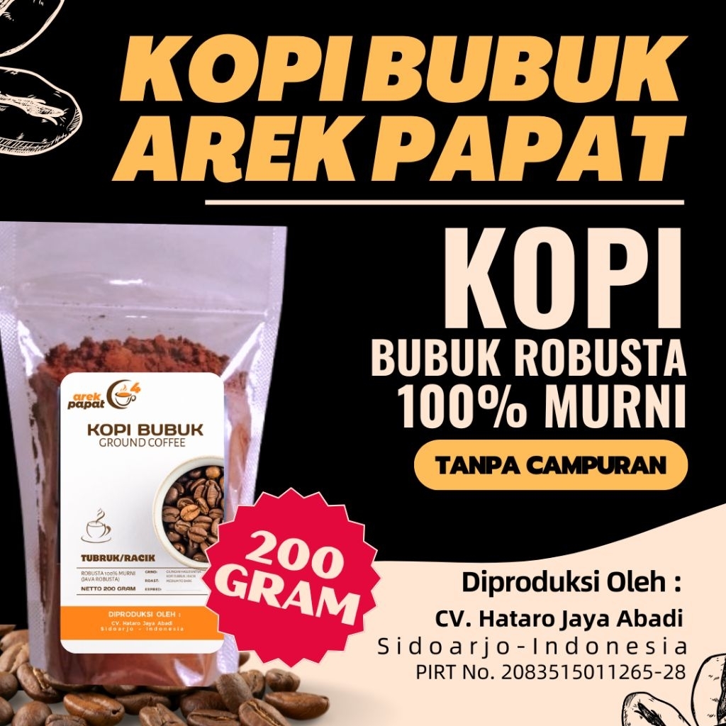 

Kopi Bubuk AREK PAPAT Kopi Bubuk Robusta 100% Murni @200Gram