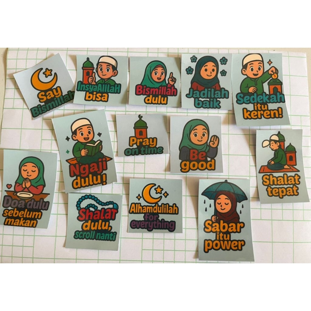 

Stiker Islami Kartun Lucu Edukatif | Bismillah Shalat Ngaji Doa Anak Muslim Dakwah | Stiker Dakwah Anak Islami